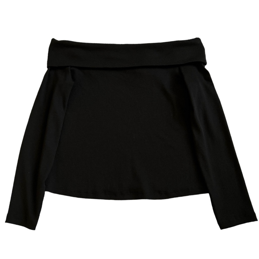 Veronica Beard ✘ NWT Black Off The Shoulder Fawsett Long Sleeve Foldover Top, L - Picture 3 of 8